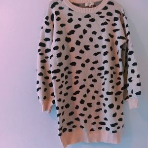 Animal Print Mini Sweater Dress
